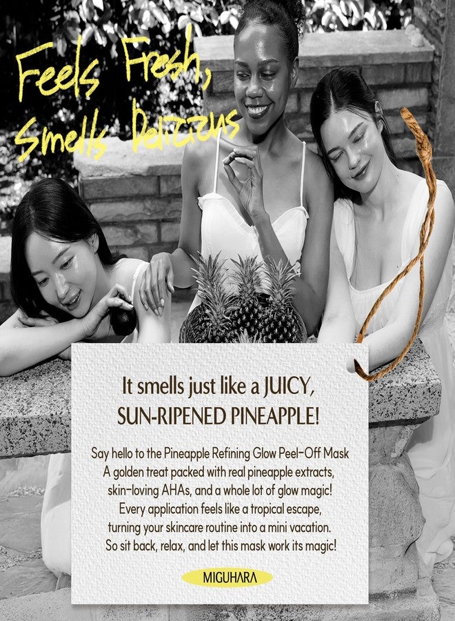ميجوهارا قناع الوجه MIGUHARA Pineapple Refining Glow Peel-Off Mask Pack، قناع للوجه بخلاصة الأناناس وزيت بذور الجوجوبا لترطيب البشرة وإضفاء مظهر متألق وبشرة زجاجية كورية - بشرة ناعمة ومشرقة (60 مل/2.02 أونصة سائلة). - Image 3